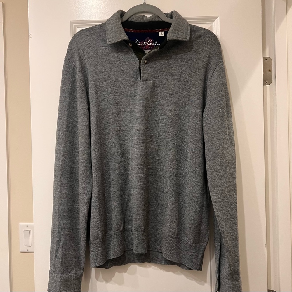 Robert Graham Wool Sweater Polo Men’s Gray Pullover